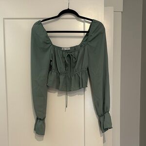 Wild Honey Sage Green Ruffle Blouse